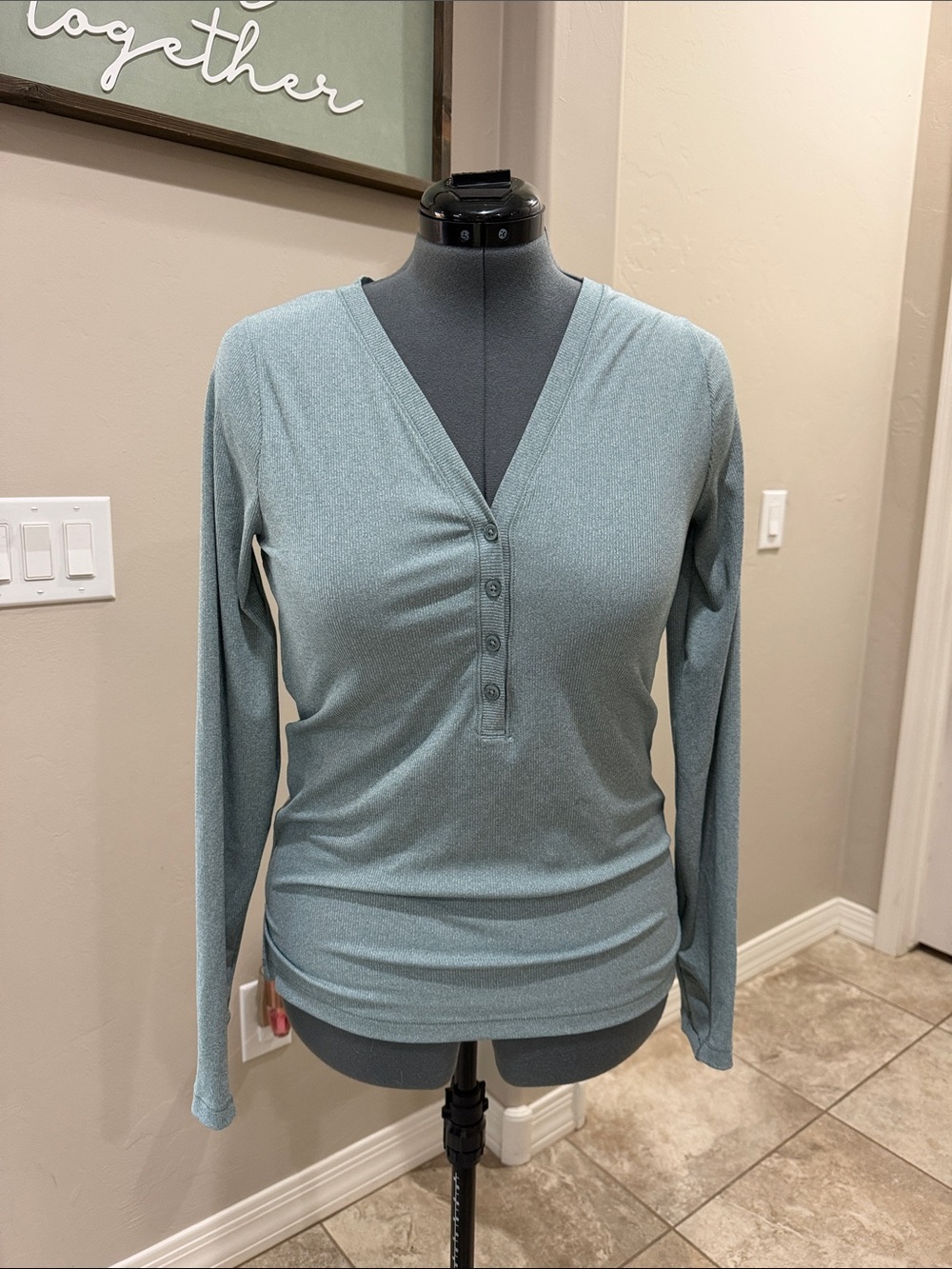 Athleta Long-Sleeve Henley Top in Sage
